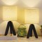 Black Wooden Tripod Table Lamp, Beige Linen Fabric Shade Bedside Night Lamp with 67In Long Cord & Inline Push Switch